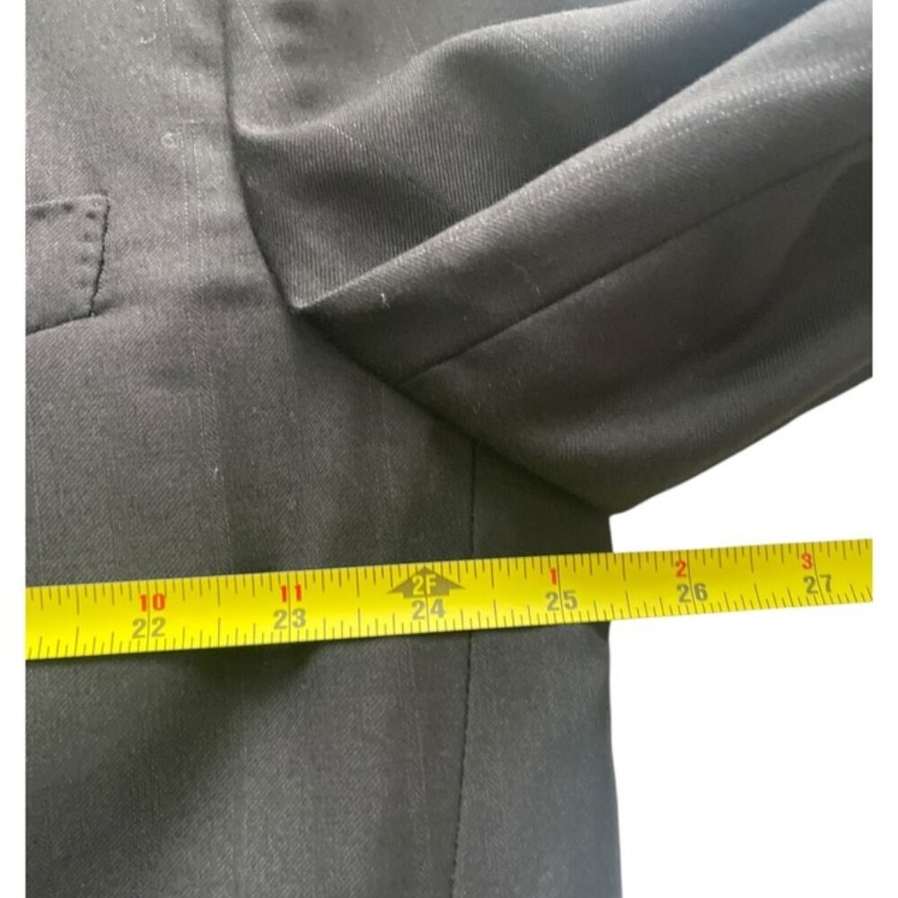 Size XXL David G. Cotugno Mens 2 Button Silk Wool Blazer Jacket Black Stripes - Picture 7 of 12
